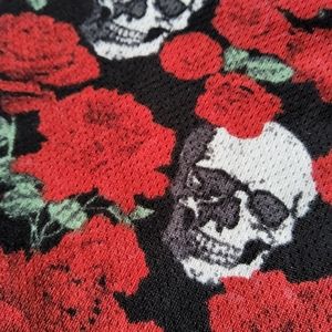 Skulls and Rose's Mens Casual Shirt Short Sleeves (Zipper)